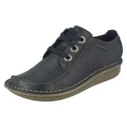 ) Ladies Clarks Comfortable Lace Up Flats Funny Dream - D Fit - UK 3, Navy (Blue