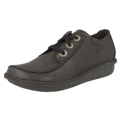 Ladies Clarks Comfortable Lace Up Flats Funny Dream - D Fit - UK 7, Black