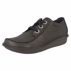 Ladies Clarks Comfortable Lace Up Flats Funny Dream - D Fit - UK 9, Black