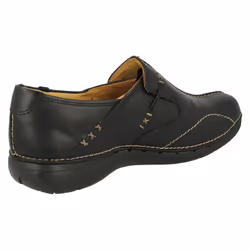 Ladies Clarks Un Structured Slip On Shoes Un Loop - E Fit - Black, UK 7