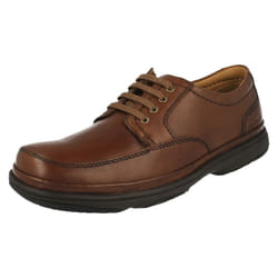 ) Mens Clarks Flexlight Wide Fitting Lace Up Shoe Swift Mile - H Fit - UK 6, Mahogany (Brown