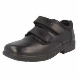 Boys Clarks Leather Classic School Shoe Deaton - F Fit - UK 8 Child, Black