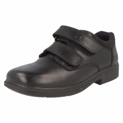 Boys Clarks Leather Classic School Shoe Deaton - F Fit - UK 8.5 Child, Black