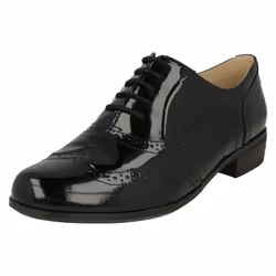 Ladies Clarks Brogues Hamble Oak - D Fit - UK 5, Black Patent