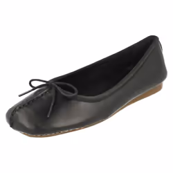 Ladies Clarks Comfort Everyday Flats Freckle Ice - D Fit - UK 3, Black