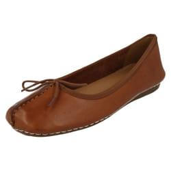 ) Ladies Clarks Comfort Everyday Flats Freckle Ice - D Fit - UK 4.5, Dark Tan (Brown