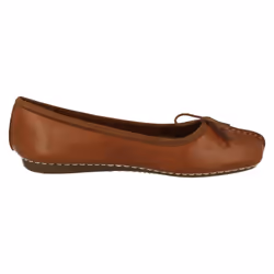 ) Ladies Clarks Comfort Everyday Flats Freckle Ice - D Fit - UK 4.5, Dark Tan (Brown