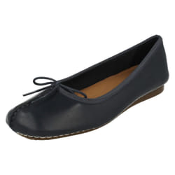Ladies Clarks Comfort Everyday Flats Freckle Ice - D Fit - Navy, UK 4.5