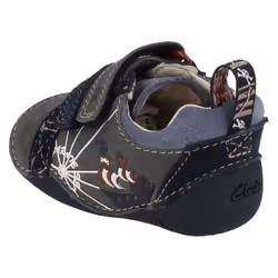 Boys Clarks First Shoes Cruiser Ship - Navy Leather - UK Size 2F - EU Size 17.5 - US Size 2.5M
