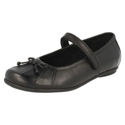 Girls Clarks School Shoes Tasha Ally - G Fit - UK 7.5 Infant, Black
