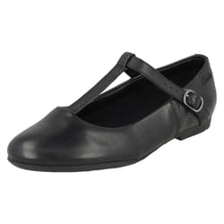 Girls Clarks T-Bar School Shoes Erica Lola - G Fit - UK 13 Child, Black