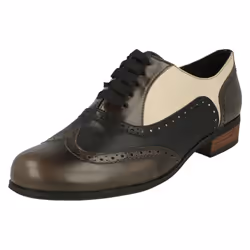 Ladies Clarks Brogues Hamble Oak - D Fit - UK 3, Taupe Combi