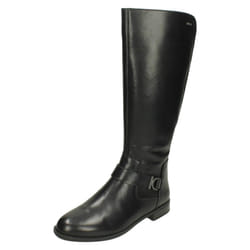 Ladies Clarks Zip Up Knee High Leather Boots Mint Treat - D Fit - UK 4, Black