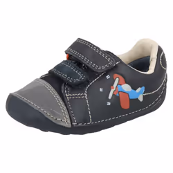 ) Boys Clarks First Shoes Tiny Jet - F Fit - UK 3 Infant, Navy (Blue