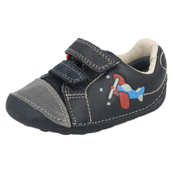 ) Boys Clarks First Shoes Tiny Jet - F Fit - UK 3 Infant, Navy (Blue