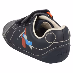 ) Boys Clarks First Shoes Tiny Jet - F Fit - UK 3 Infant, Navy (Blue