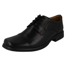 Mens Clarks Formal Lace Up Shoes Huckley Cap - G Fit - UK 8.5, Black