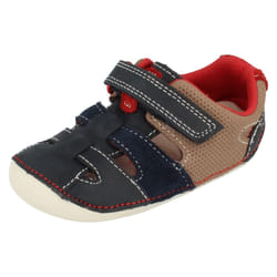 ) Boys Clarks PreWalkers First Shoes Tiny Artie - F Fit - UK 3 Infant, Navy (Blue