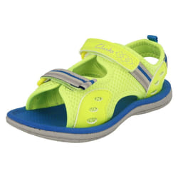 Boys Clarks Casual Sandals Piranha Boy - F Fit - UK 5 Infant, Yellow
