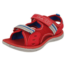 Boys Clarks Casual Sandals Piranha Boy - F Fit - UK 4.5 Infant, Red
