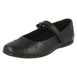 Girls Clarks School Shoes Dance Roxy - G Fit - UK 7 Infant, Black
