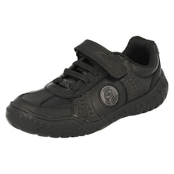 Boys Clarks School Shoes Stomp Rex - G Fit - UK 7 Infant, Black