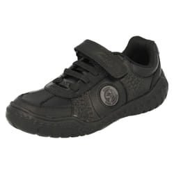 Boys Clarks School Shoes Stomp Rex - H Fit - UK 7 Infant, Black