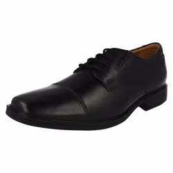 Mens Clarks Formal Lace Up Shoes Tilden Cap - G Fit - UK 7.5, Black