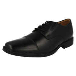 Mens Clarks Formal Lace Up Shoes Tilden Cap - G Fit - UK 8.5, Black