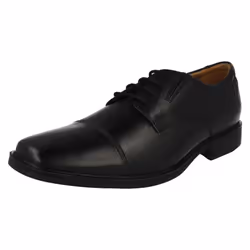 Mens Clarks Formal Lace Up Shoes Tilden Cap - G Fit - UK 10, Black