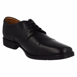 Mens Clarks Formal Lace Up Shoes Tilden Cap - Black, UK 6.5