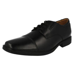 Mens Clarks Formal Lace Up Shoes Tilden Cap - Black, UK 9