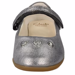 ) Girls Clarks First Shoes Dance Pop - F Fit - UK 5 Infant, Metallic (Silver