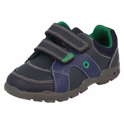 Boys Clarks First Shoes Flash Pop - Navy Combi Leather - UK Size 4G - EU Size 20 - US Size 4.5W