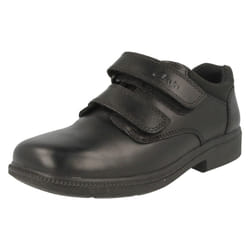 Boys Clarks Leather Classic School Shoe Deaton - H Fit - UK 7.5 Infant, Black