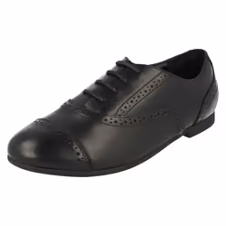 Girls Clarks Brogue Style School Shoes Selsey Cool - G Fit - UK 13 Child, Black