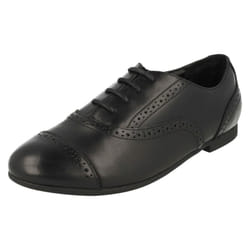Girls Clarks Brogue Style School Shoes Selsey Cool - G Fit - UK 13 Child, Black