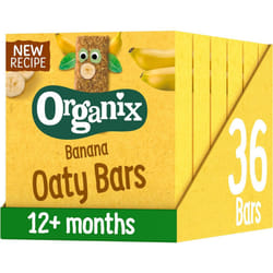 Organix Banana Organic Soft Oaty Snack Bars Multipack, No Added Sugar, 6 x 23 g Bars Per Box (6 Boxes Total)