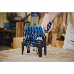 Draper 44 Piece Precision Screwdriver Hex Key and Bit Set | Soft Grip Drivers Hand Tools | DIY and Professional Kit | Tool Stand | Magnetic Tips |