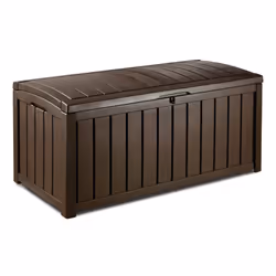 Keter Glenwood 390L Outdoor 60% recycled Garden Furniture Storage Box Brown| Fade Free | All Weather Resistant | Safe and Sec ...