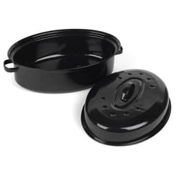 Salter BW12811EU7 Self-Basting Roaster ? 38cm Vitreous Enamel Coated Steel Roasting Tin With Lid, Oval Dish, PFAS-Free, Dishwasher Safe, Oven Safe to