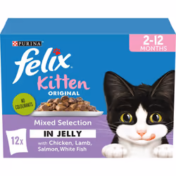 FELIX Original Kitten Mixed Selection in Jelly Wet Cat Food 12x85g (Pack of 4)