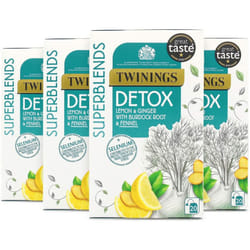 Twinings Superblends Detox with Lemon, Ginger, Burdock Root & Fennel, 80 Teabags (Multipack of 4 x 20 Bags)