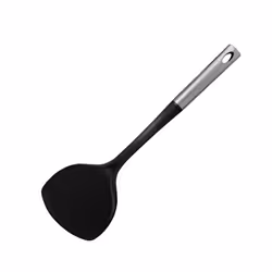 ORIGIN Nylon Chinese Turner, Spatula, Plastic Function Head, Stainless Steel Handle, 35.5x11x5cm, Silver & Black