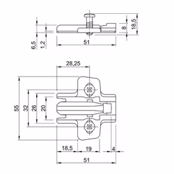 Hettich Hinge Cross Mounting Plate 1.5mm Sensys/Intermat 9071626 Euro Screws - PACK OF 2