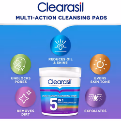 Clearasil 5-in-1 Ultra Cleansing Pads - Pack of 65