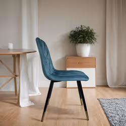 Plushore Turquoise Luxury Velvet Dining Chair With Gold Tipped Black Legs