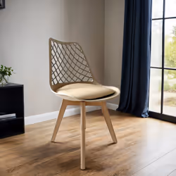 Alma Dining Chair In Taupe Brown With Wooden Legs