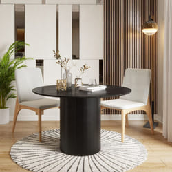 Sombra Round Wood Grain Effect Black Dining Table