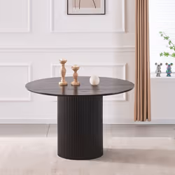 Sombra Round Wood Grain Effect Black Dining Table